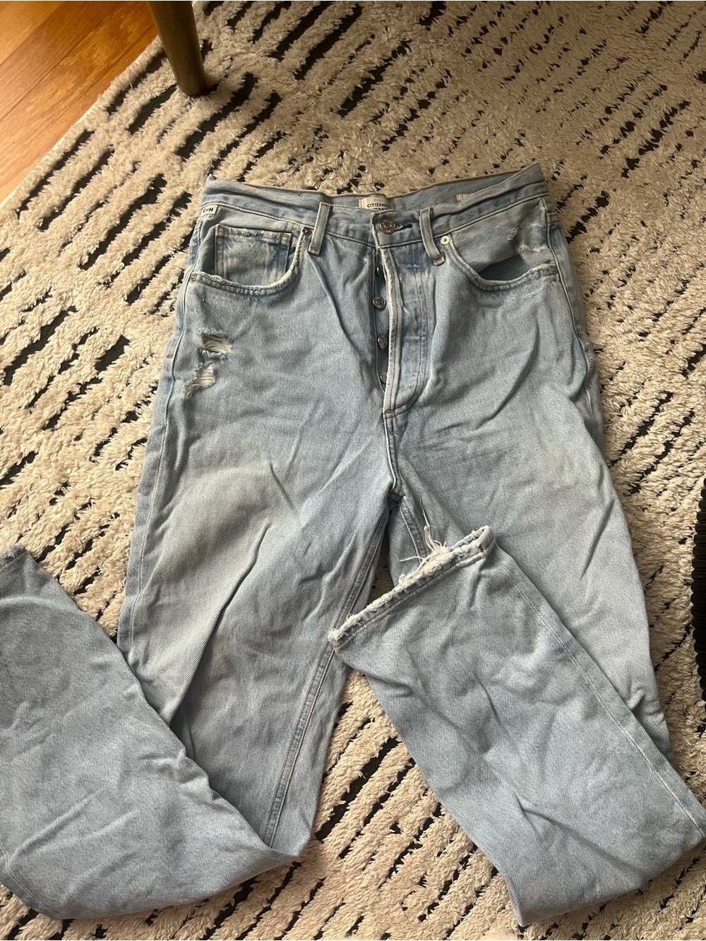 Citizens of Humanity Light Wash Women’s Boyfriend Jeans with Distressed Detail